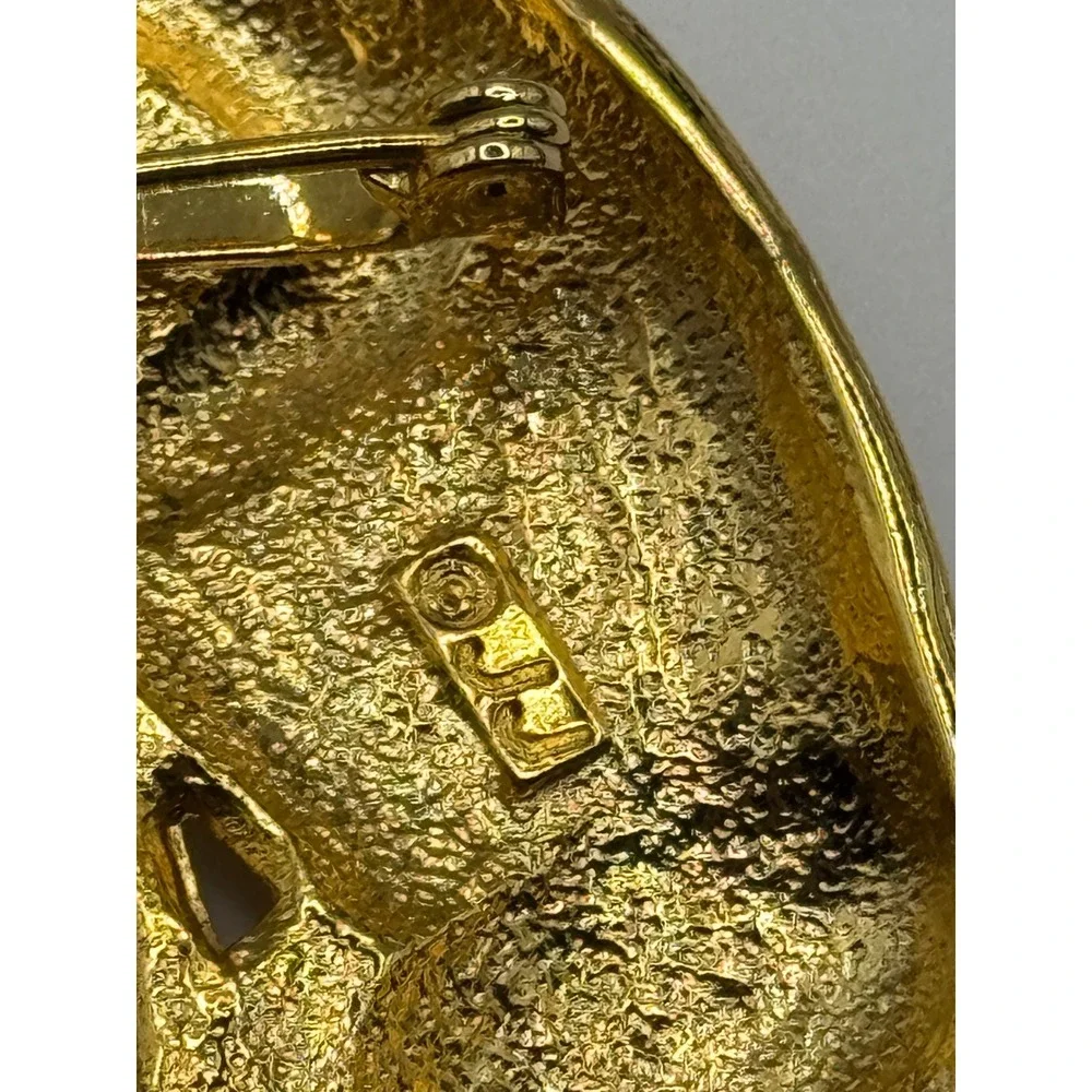 Vintage JJ Jonette Cat Fishbowl Brooch Gold Tone Pin